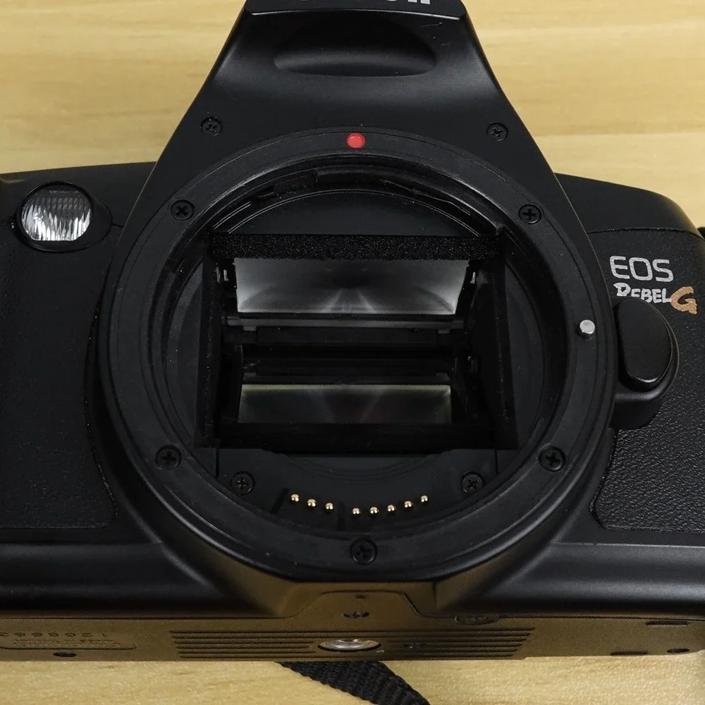 Canon EOS Rebel G 35mm SLR Film Camera w/Tamron 100-300 f5-6.3 Lens and Hood